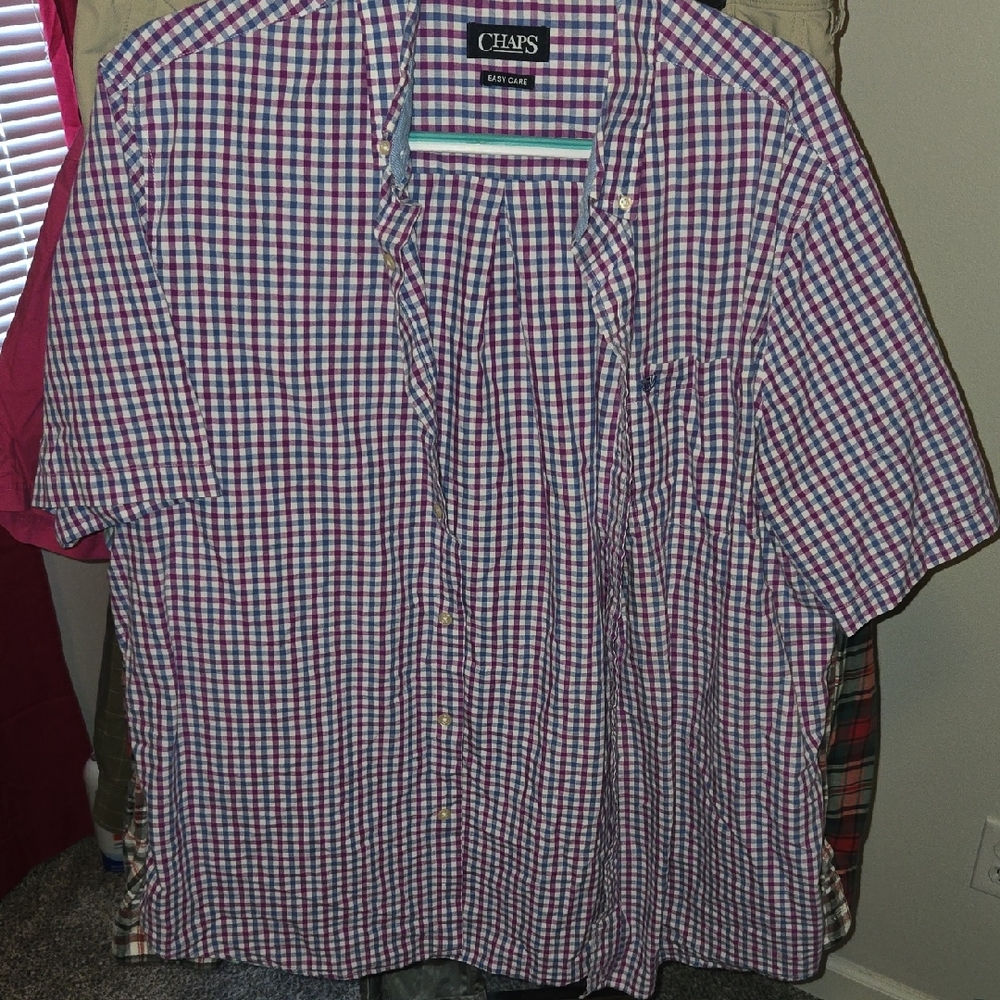 Chaps Men's Red and Blue Plaid Button Down Shirt